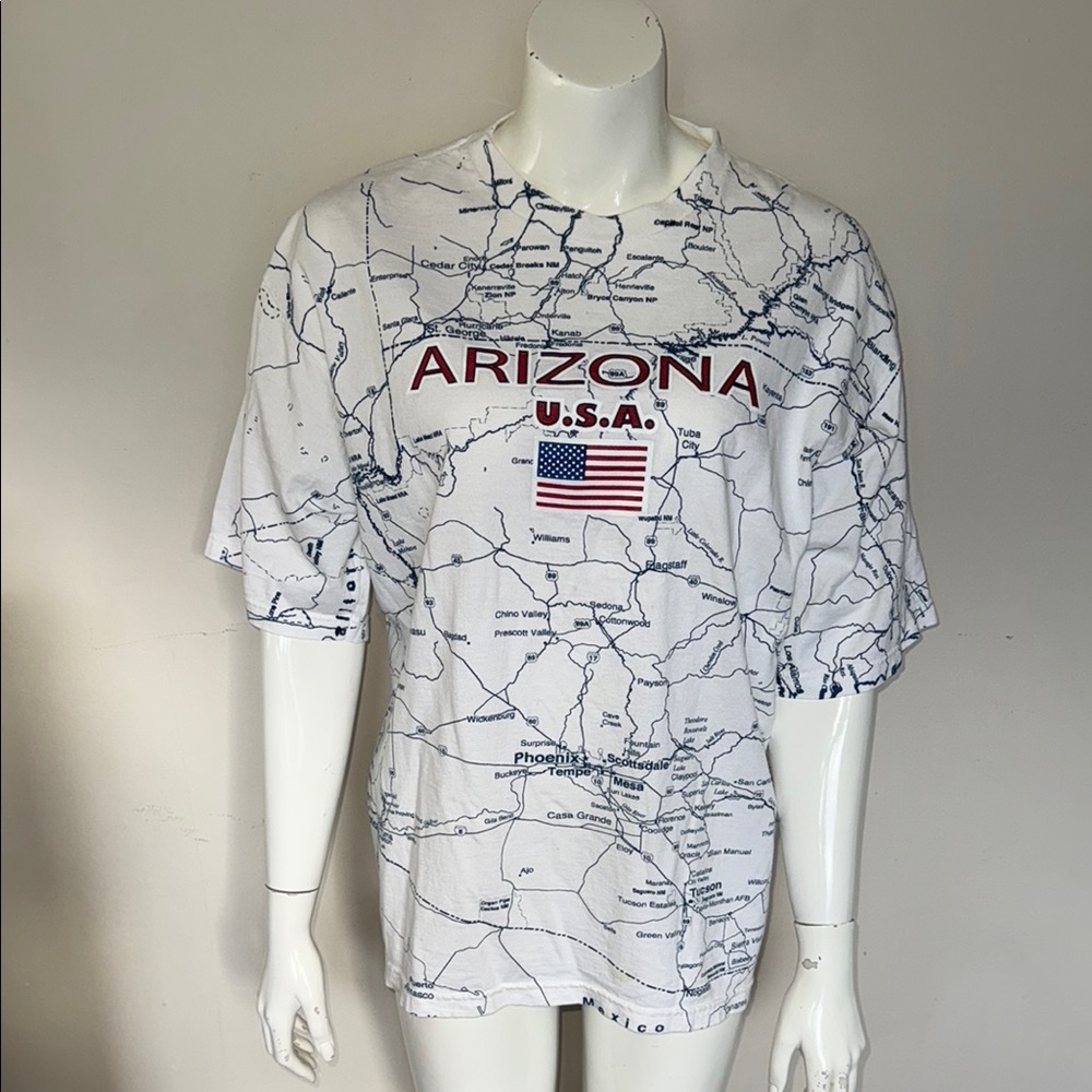 Vintage Y2K  1990sTee Jays  Arizona USA Map Graphic T-Shirt size Lg